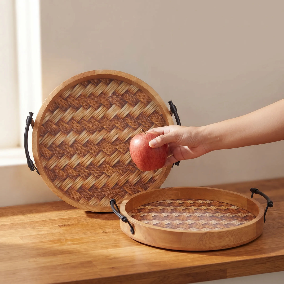 2-Piece Wooden Serving Tray Set – Kitchen & Dining Trays
