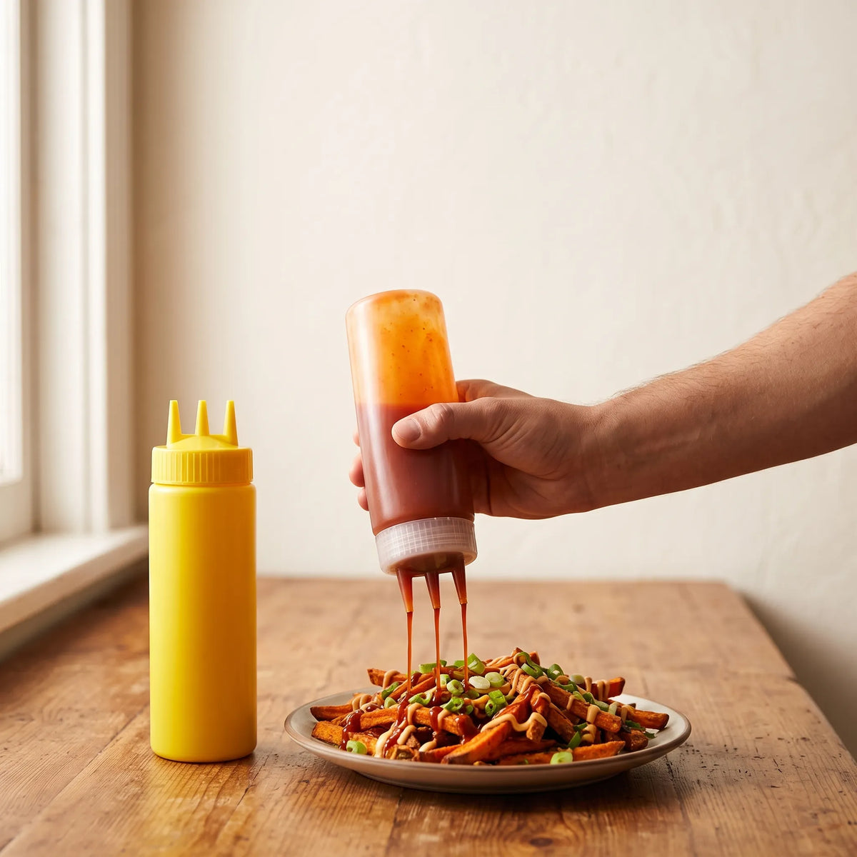 2-Piece 3-Hole Squeeze Sauce Bottle Set