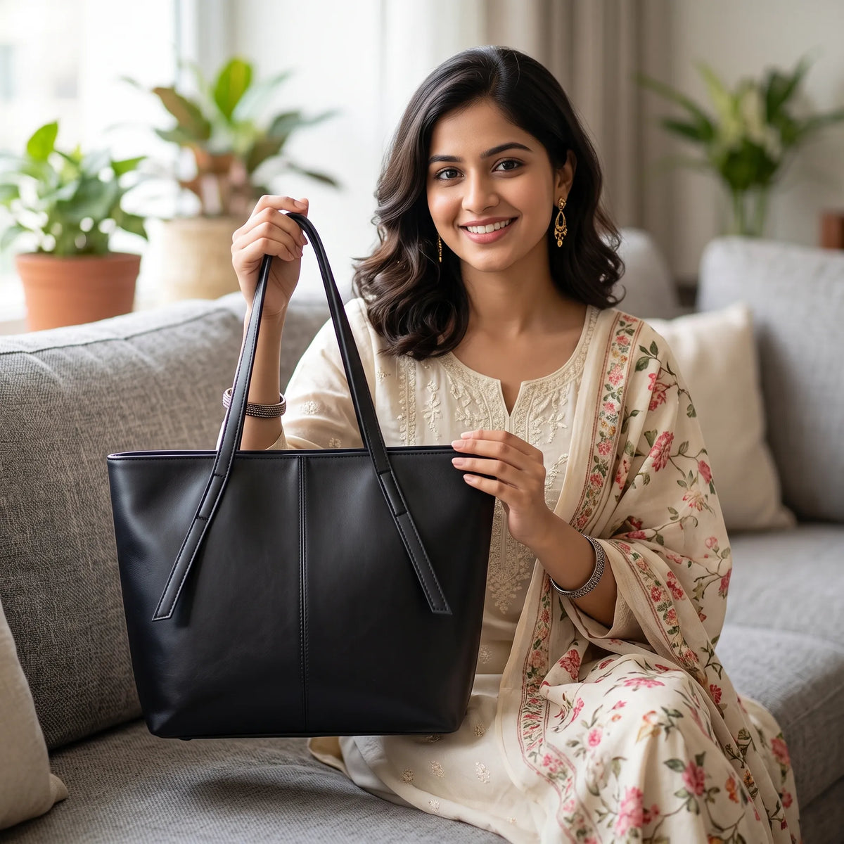 Minimalist Black Faux Leather Handbag | Women’s Everyday Bag