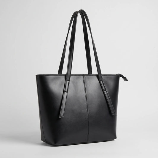 Minimalist Black Faux Leather Handbag | Women’s Everyday Bag