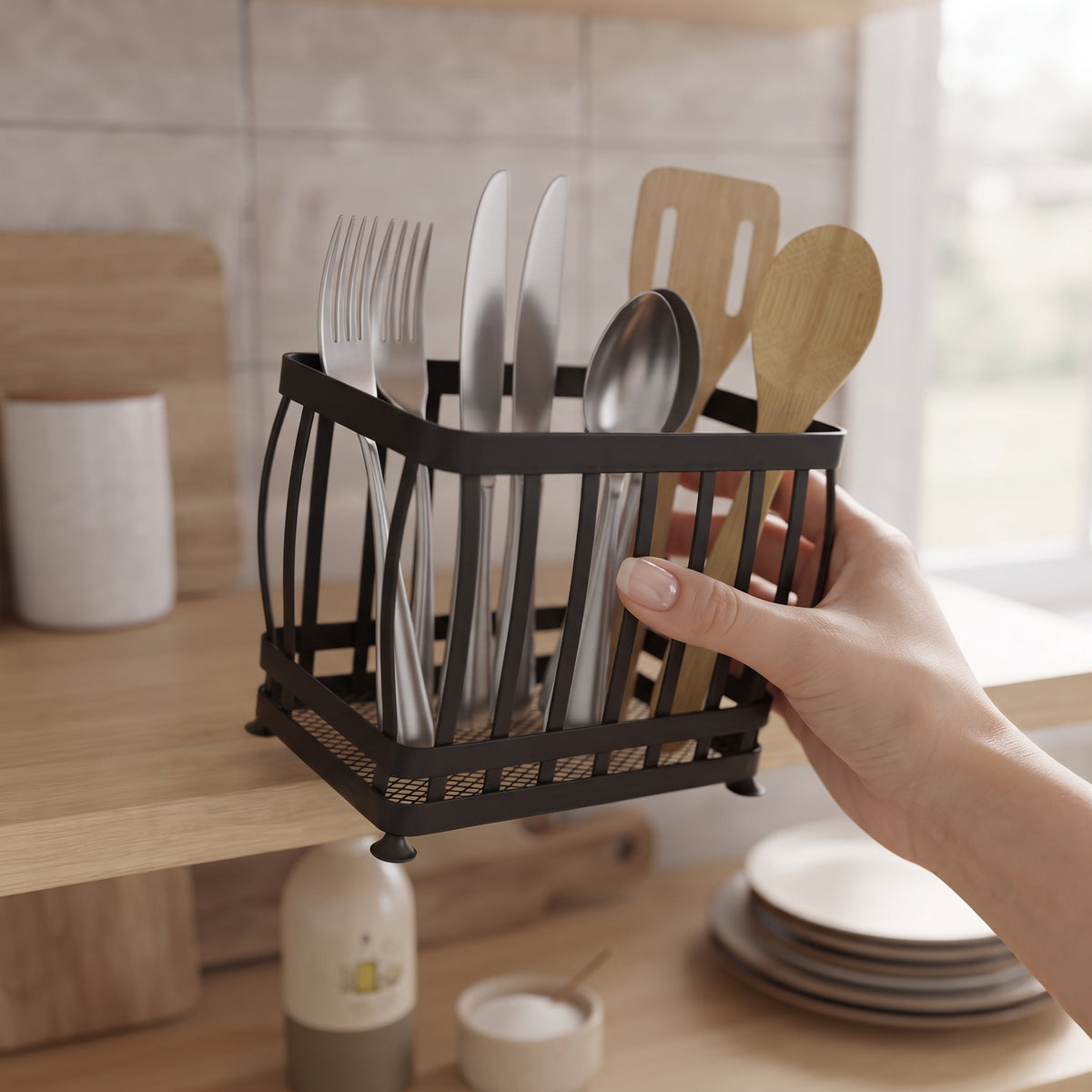 Iron Tabletop Utensil Holder | Kitchen Countertop & Buffet Organiser