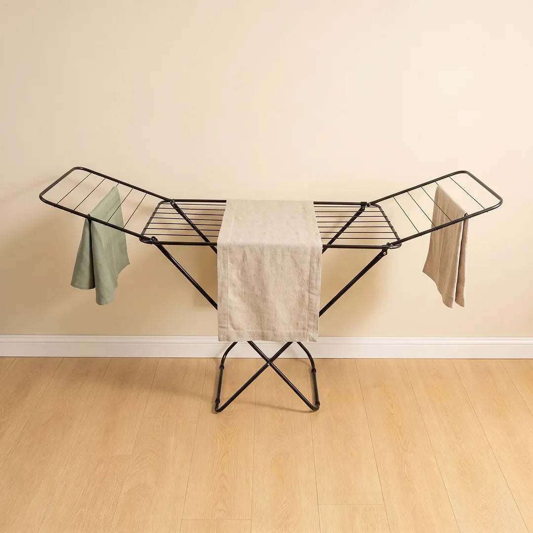 Foldable Clothes Black Drying Rack for Indoor & Outdoor Use