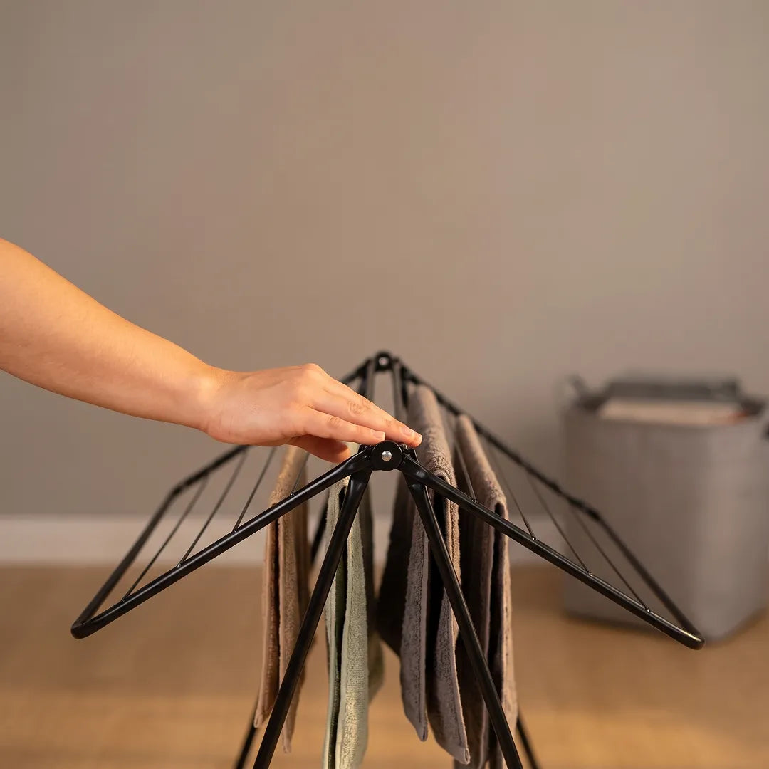 Foldable Clothes Black Drying Rack for Indoor & Outdoor Use