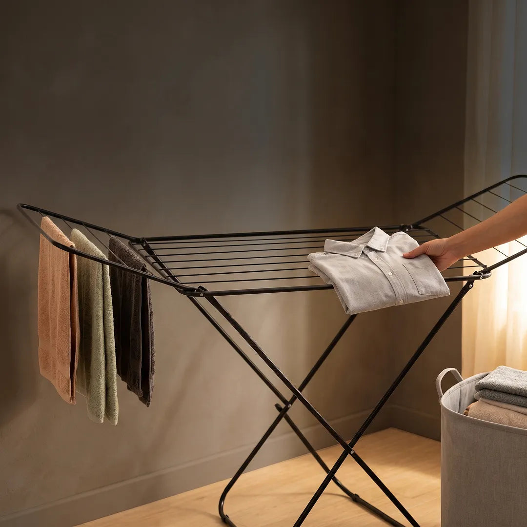 Foldable Clothes Black Drying Rack for Indoor & Outdoor Use