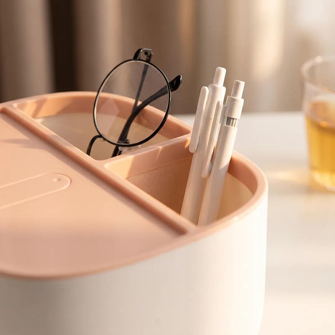 Tissue Box Holder with Storage Compartments