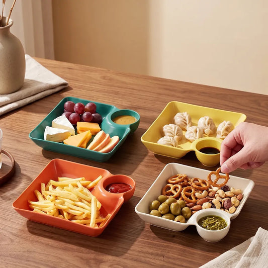 4-Piece Serving Plate & Dip Bowl Set