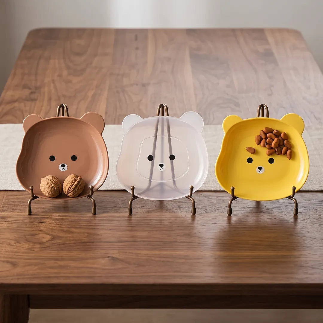 6-Piece Bear Shape Snack & Bone Dish Set with Stand