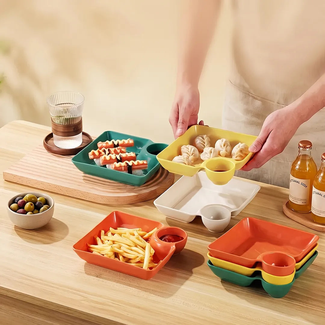 4-Piece Serving Plate & Dip Bowl Set