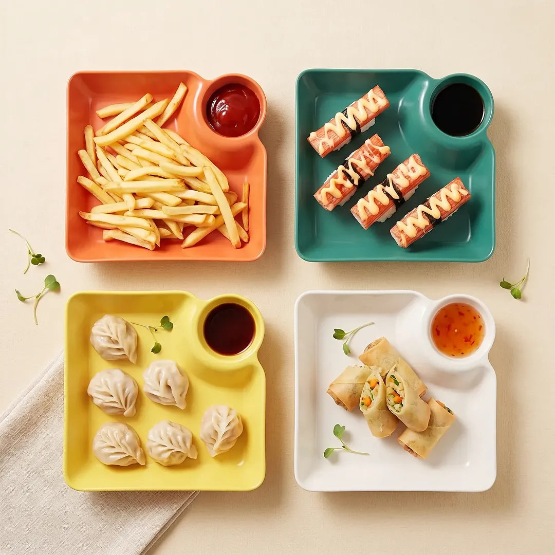 4-Piece Serving Plate & Dip Bowl Set
