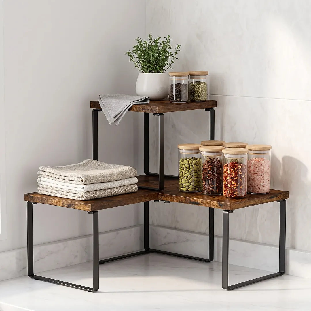 2-Layer Wooden Kitchen Organiser Shelf
