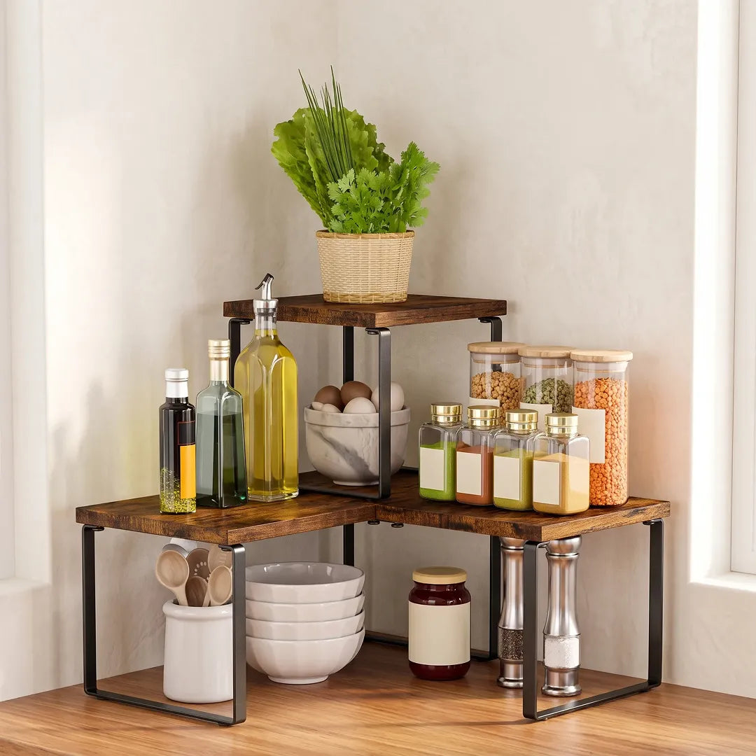 2-Layer Wooden Kitchen Organiser Shelf