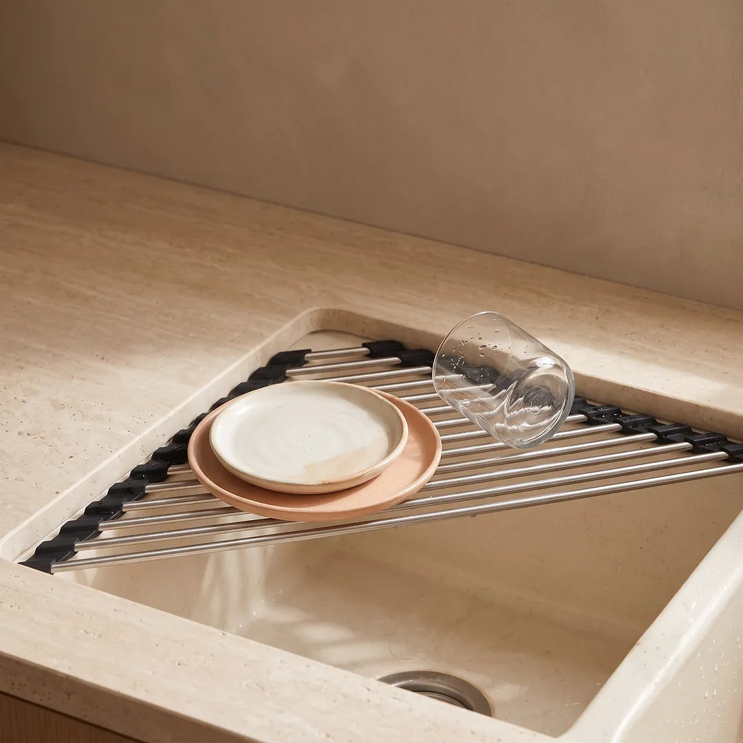 Foldable Roll-Up Dish Drying Rack for Kitchen Sink
