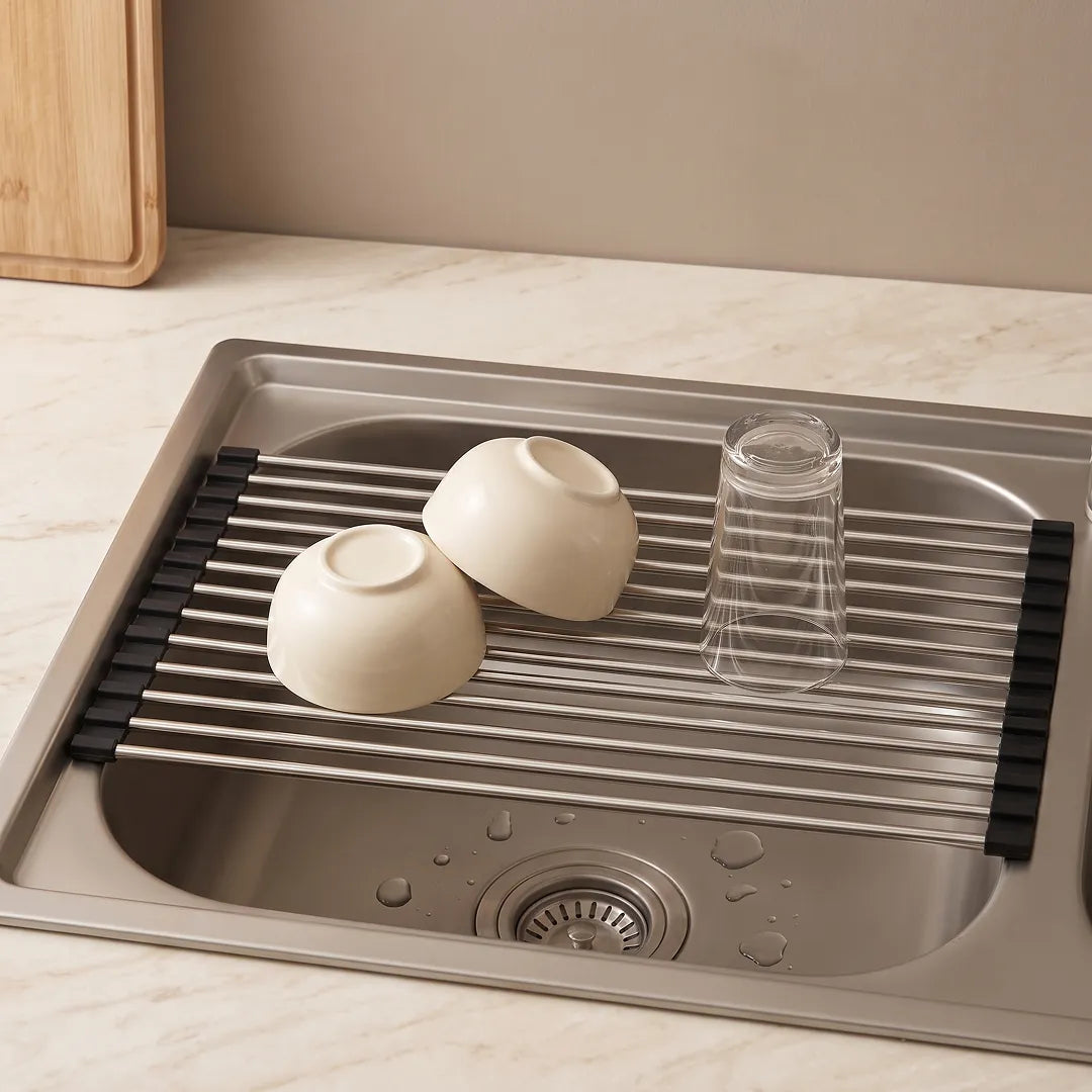 Foldable Roll-Up Dish Drying Rack for Kitchen Sink