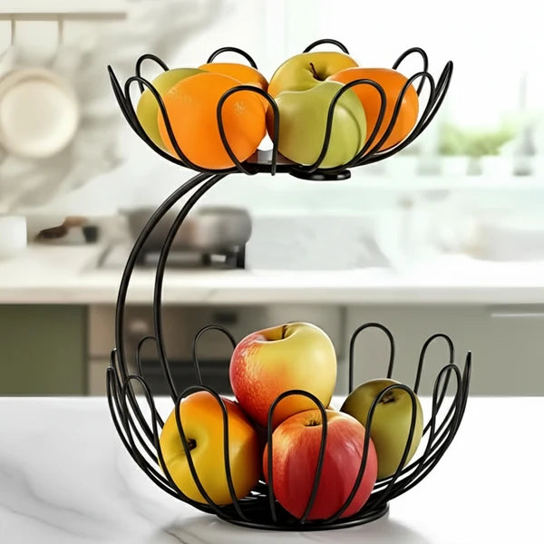 2-Tier Crescent Fruit Basket | Stylish Multi-Level Kitchen Fruit Organiser