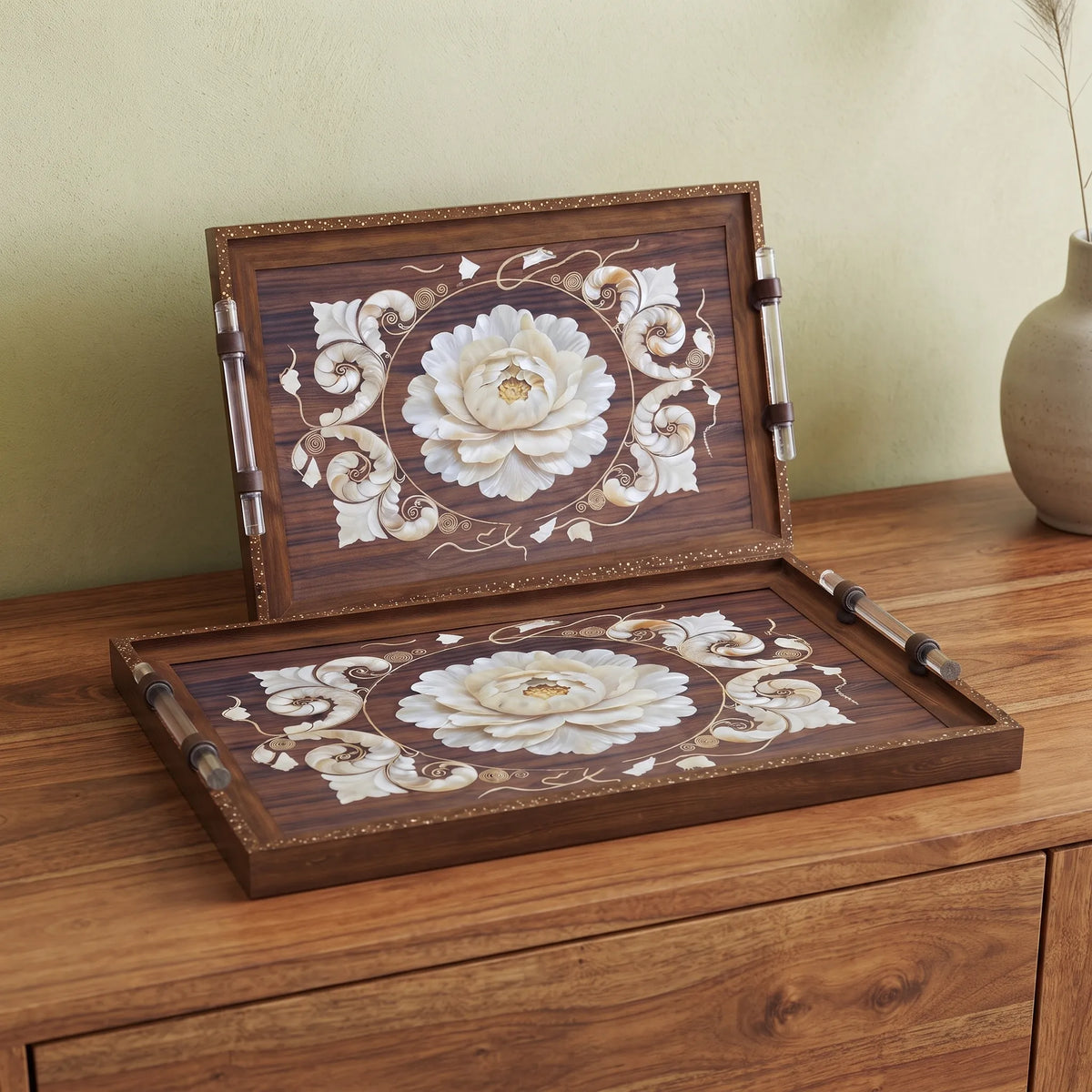 2-Piece Wooden Tray Set – Serving & Kitchen Organisation Trays