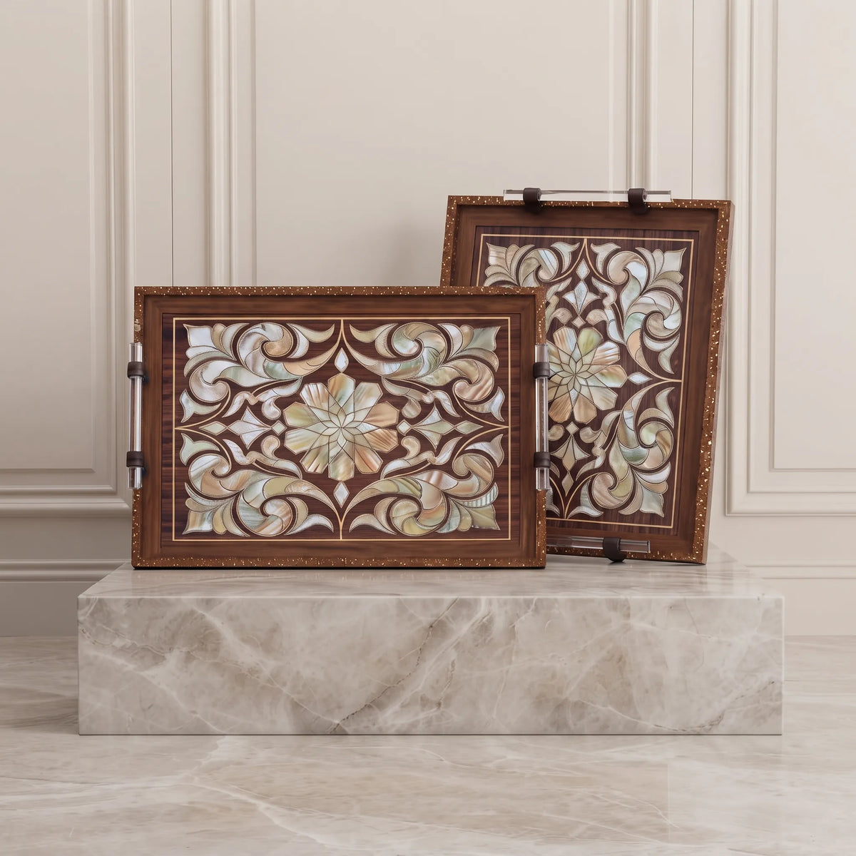 2-Piece Wooden Tray Set – Serving & Kitchen Organisation Trays