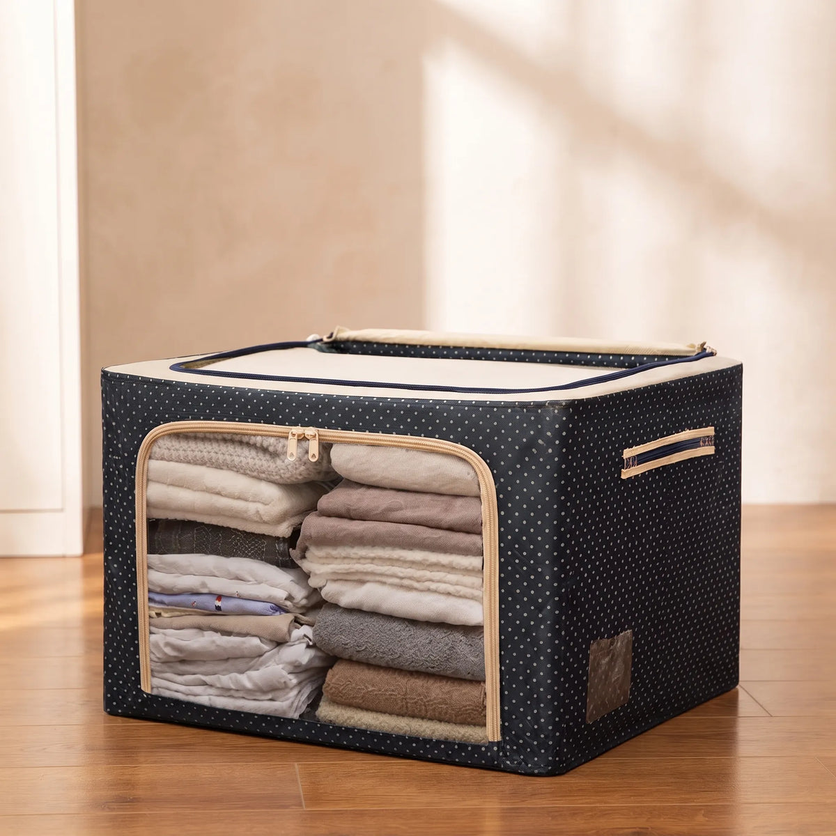 66L Foldable Storage Bag with Handles – Clothes, Blanket & Bedding Organizer