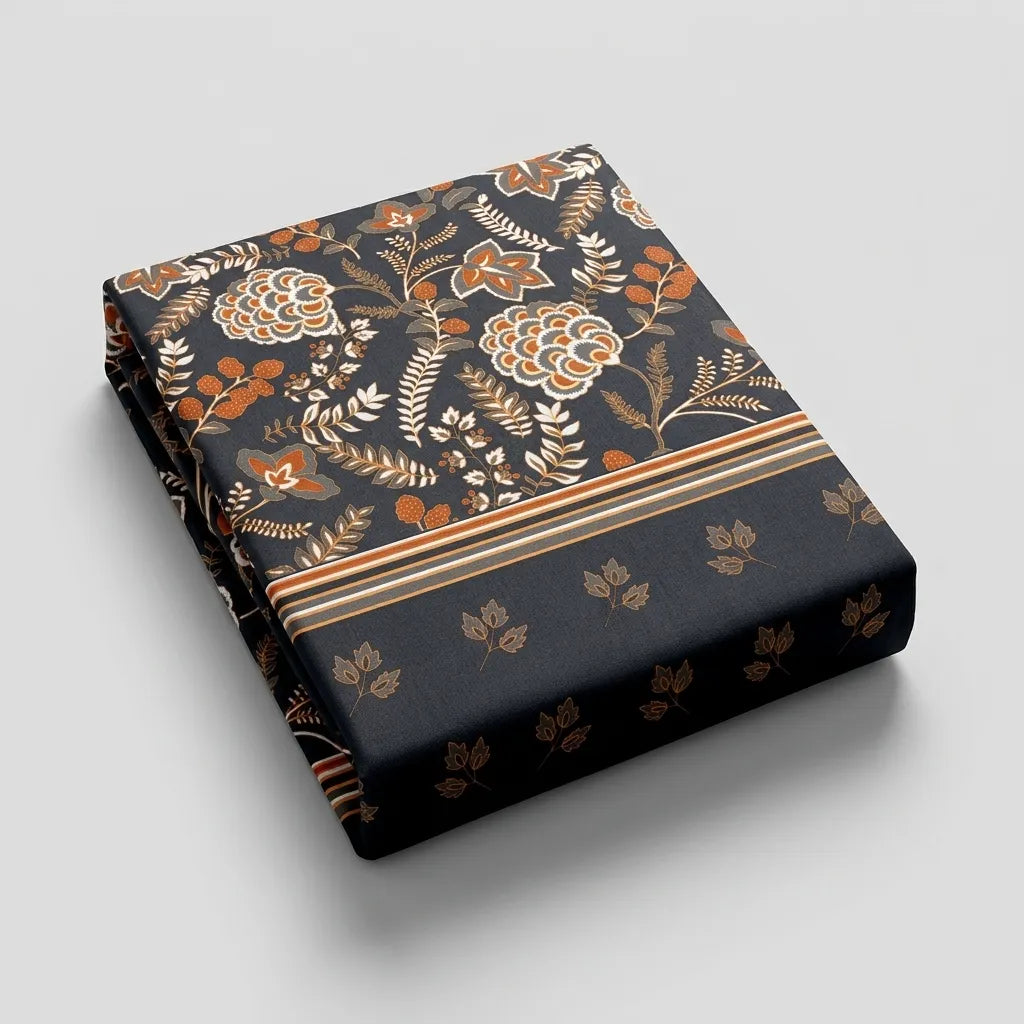 3 pcs Midnight Rust Floral Heritage Bedding Set