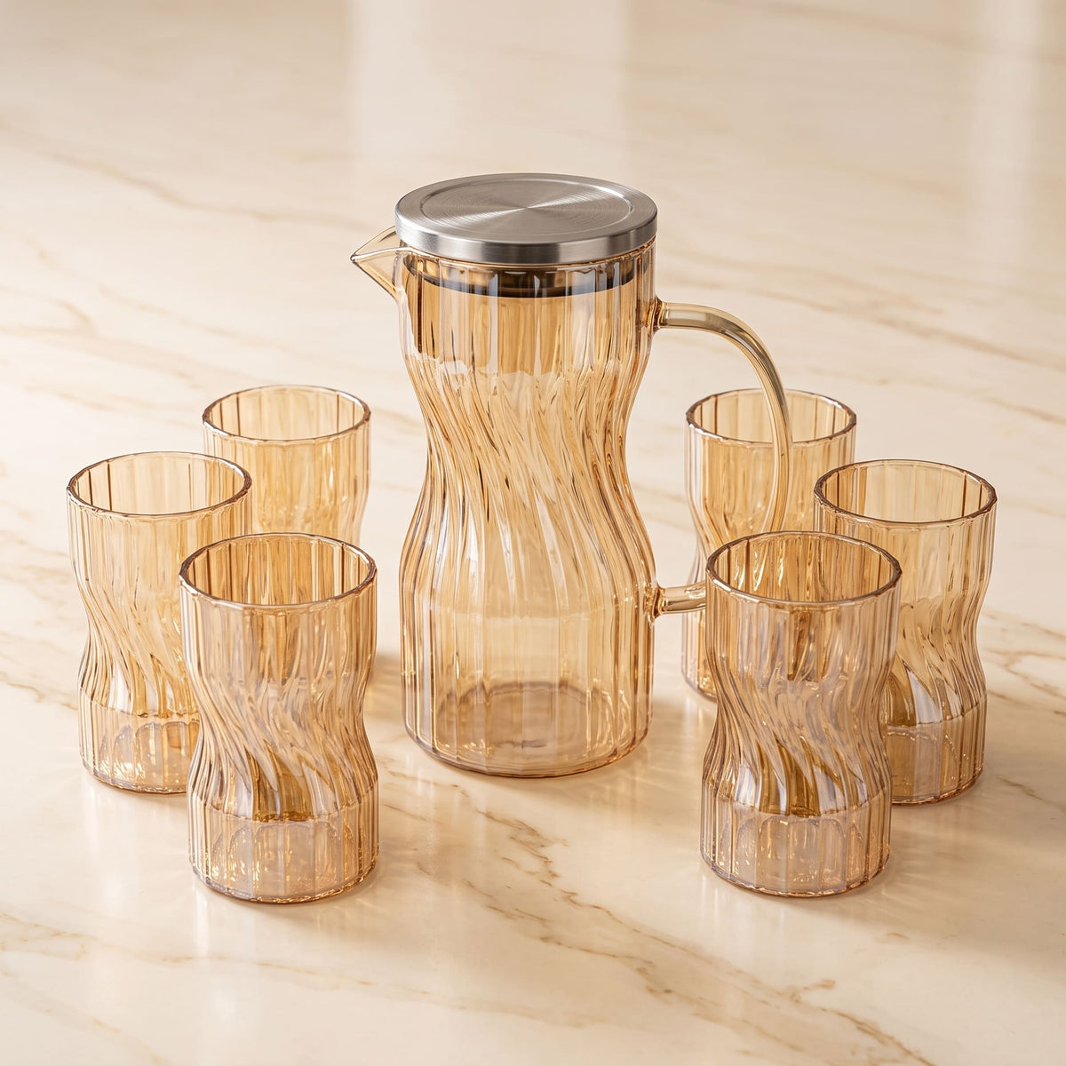 Borosilicate Glass Pitcher | Heat-Resistant Water Jug with Handmade Design