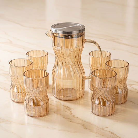 Borosilicate Glass Pitcher | Heat-Resistant Water Jug with Handmade Design