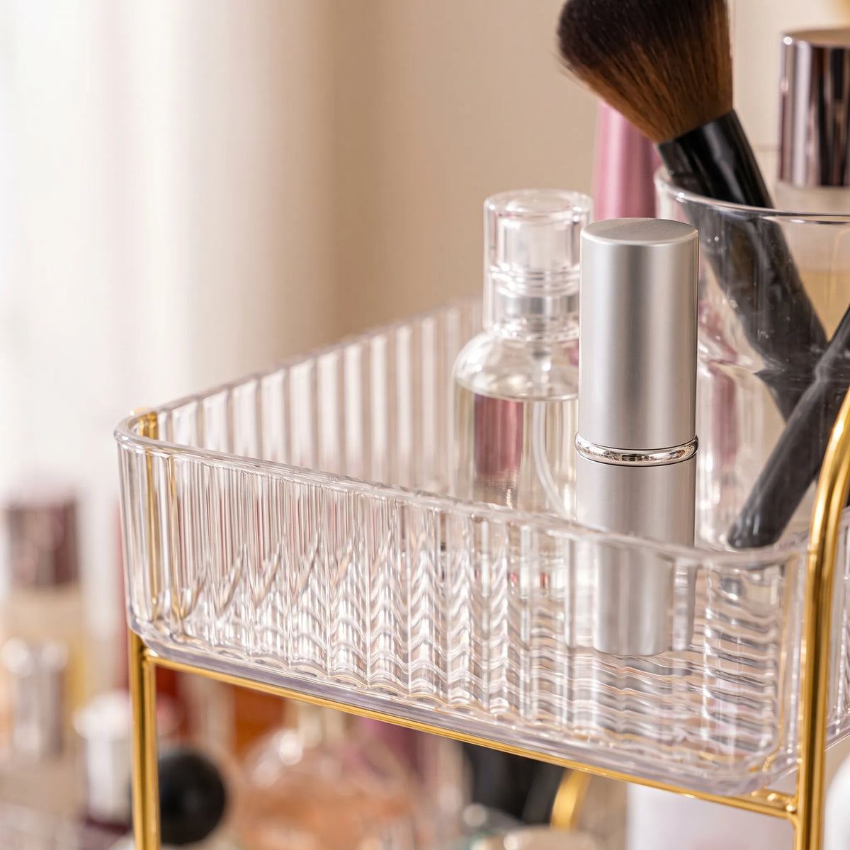 2-Tier Clear Acrylic Makeup & Perfume Organizer – Vanity Storage Rack