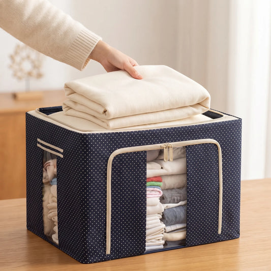 66L Foldable Storage Bag with Handles – Clothes, Blanket & Bedding Organizer