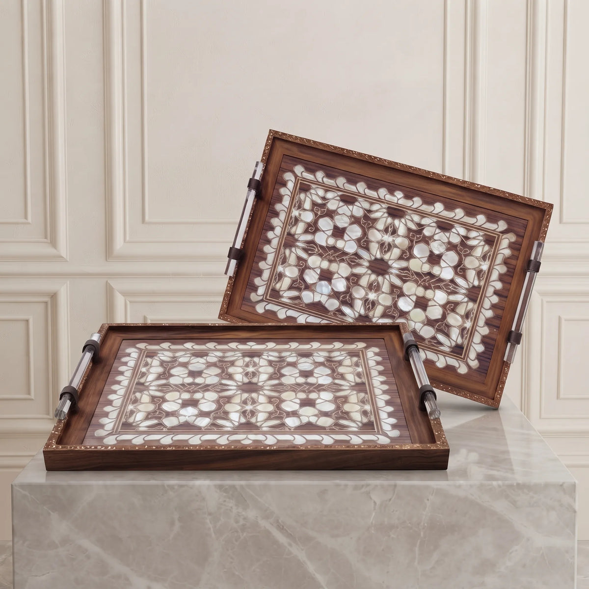 2-Piece Wooden Tray Set – Serving & Kitchen Organisation Trays