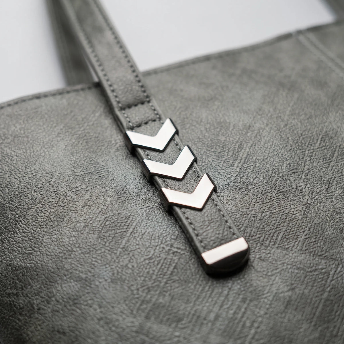 Structured Tote Bag with Chevron Metal Accents – Women’s Handbag