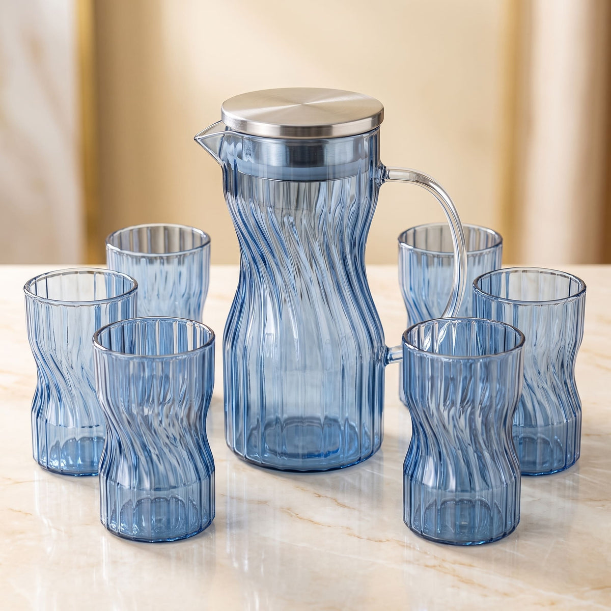 Borosilicate Glass Pitcher | Heat-Resistant Water Jug with Handmade Design