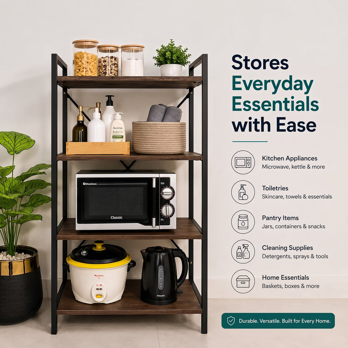 4-Tier Universal Storage Rack | Multi-Purpose Organiser with Optional Wheels