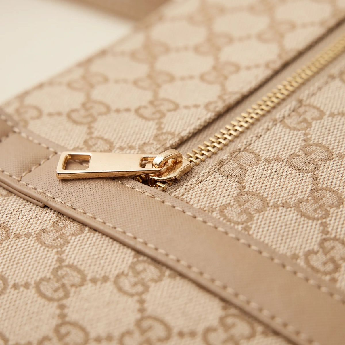 Classic Faux Leather Shoulder Bag with Tan Trim and Top Zipper