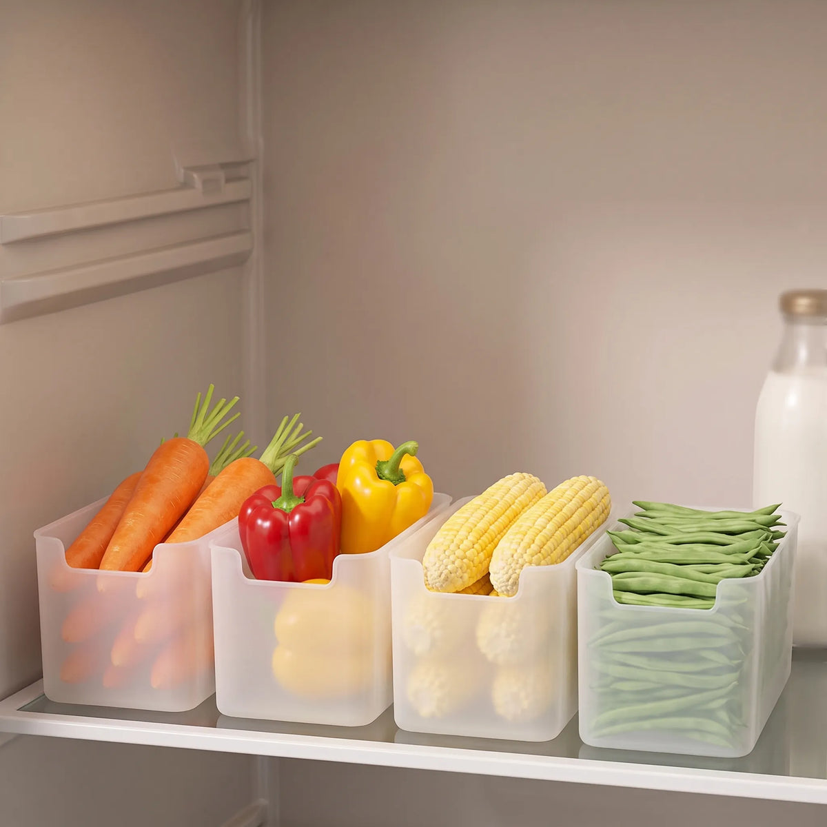 Clear Fridge Storage Boxes – Set of 4 Refrigerator Organizer Containers