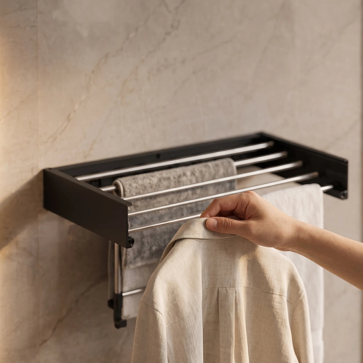 Wall-Mounted Foldable Clothes Drying Rack – Space-Saving Laundry Organizer