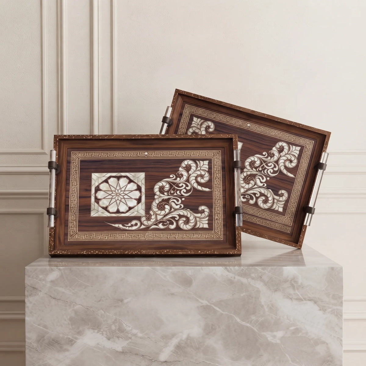 2-Piece Wooden Tray Set – Serving & Kitchen Organisation Trays
