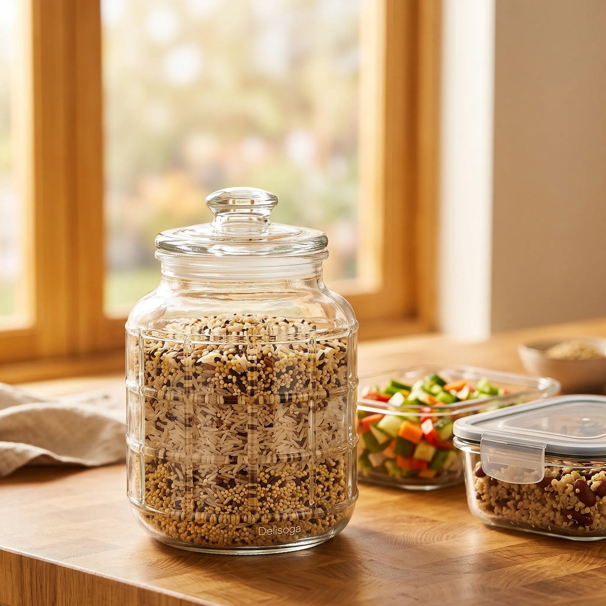 1 Pc Airtight Kitchen Storage Jar – Clear Food & Pantry Container