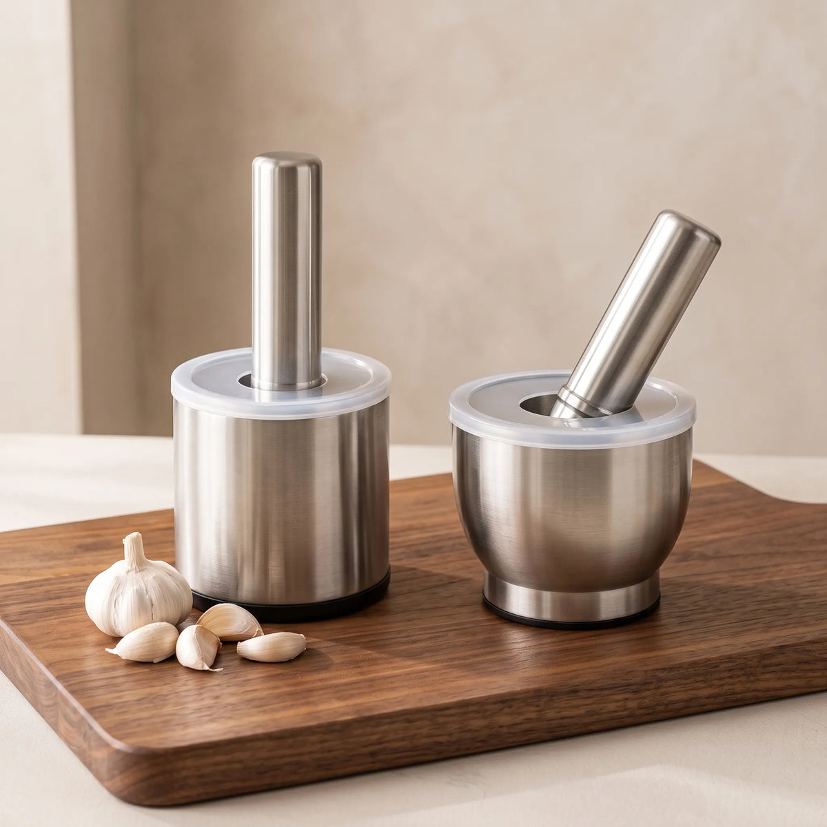 Stainless Steel Garlic Crusher & Mortar Pestle Set – Rust-Proof