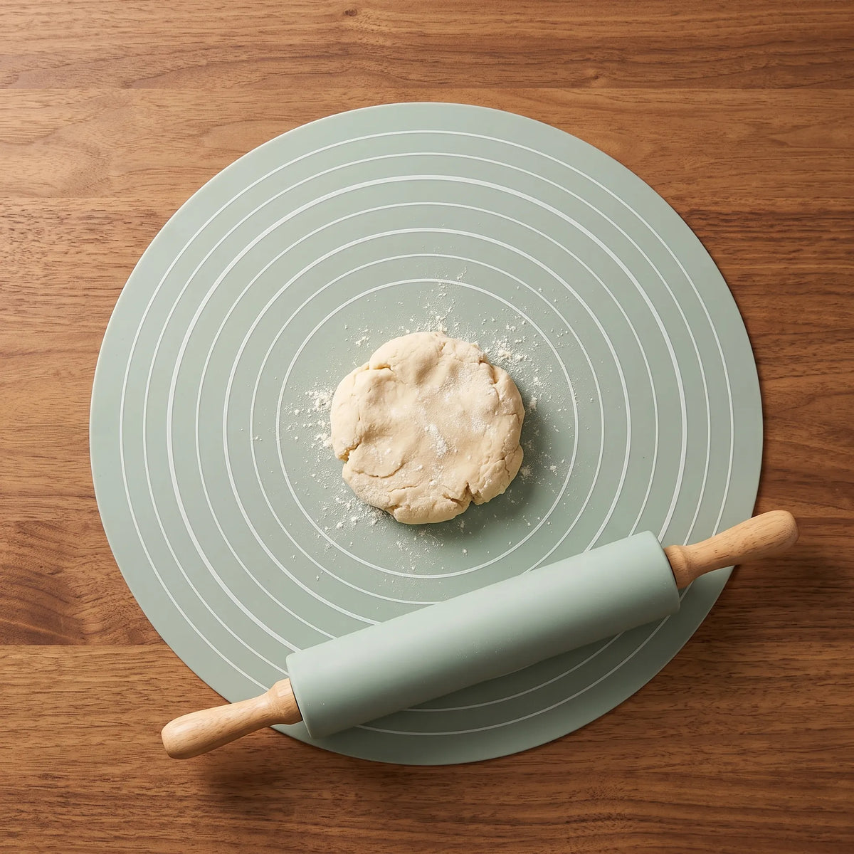 Non-Stick Silicone Dough Rolling Mat with Rolling Pin – Baking & Pastry Set (Boxed)