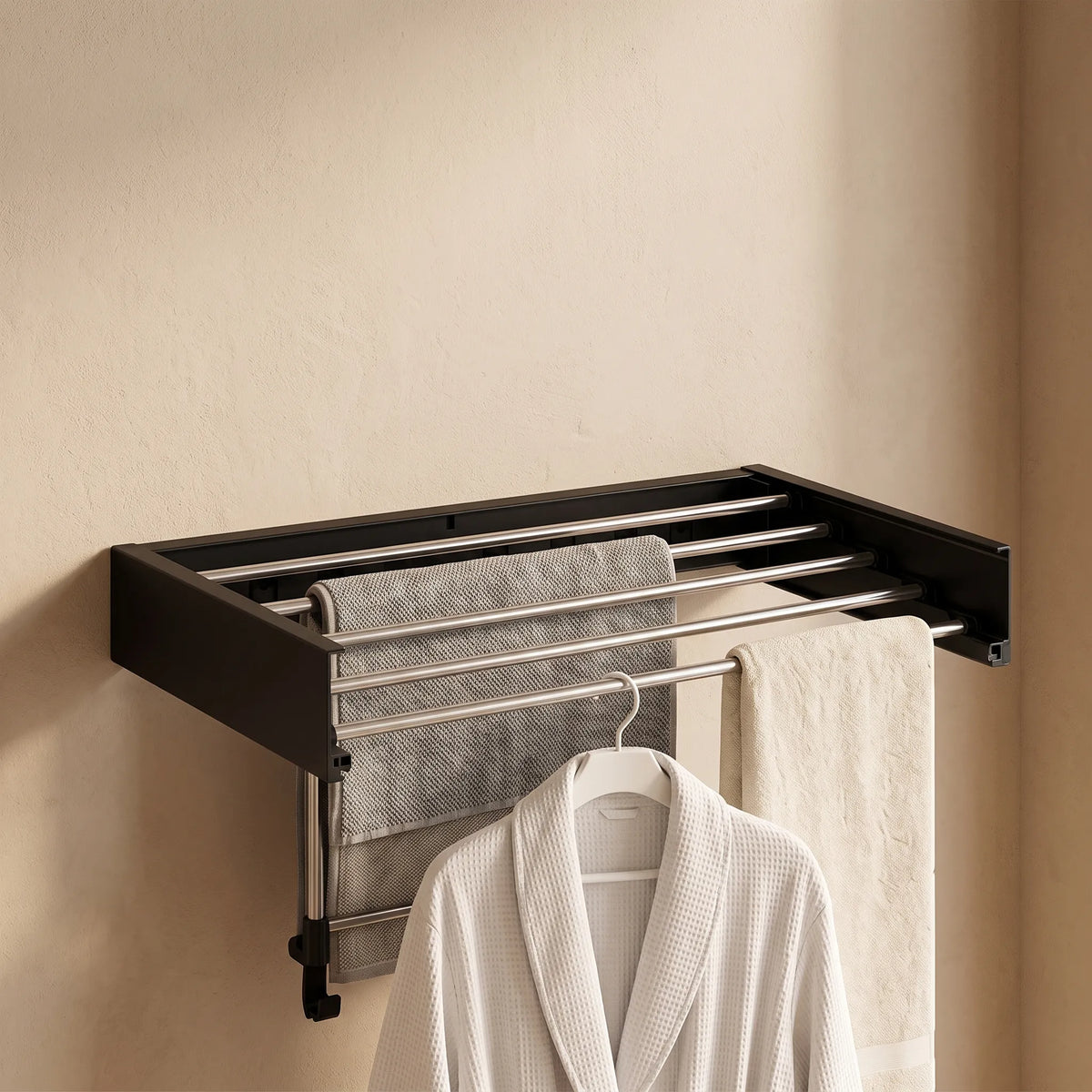 Wall-Mounted Foldable Clothes Drying Rack – Space-Saving Laundry Organizer