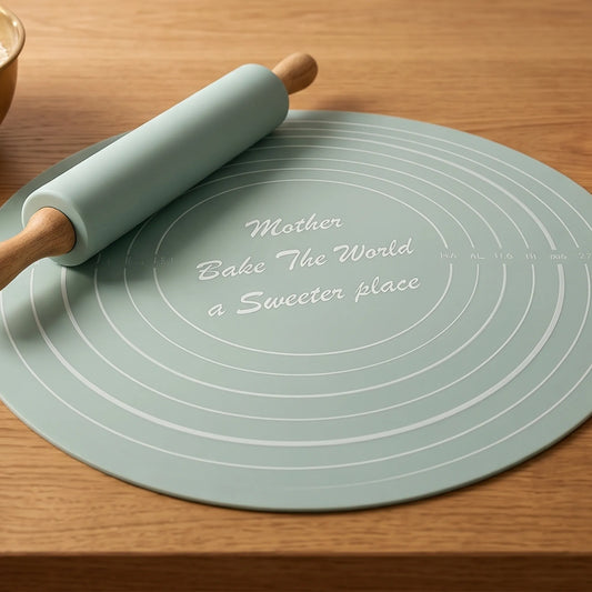 Non-Stick Silicone Dough Rolling Mat with Rolling Pin – Baking & Pastry Set (Boxed)