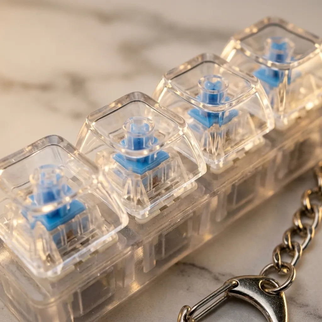 4-Key Mechanical Switch Fidget Clicker Keychain