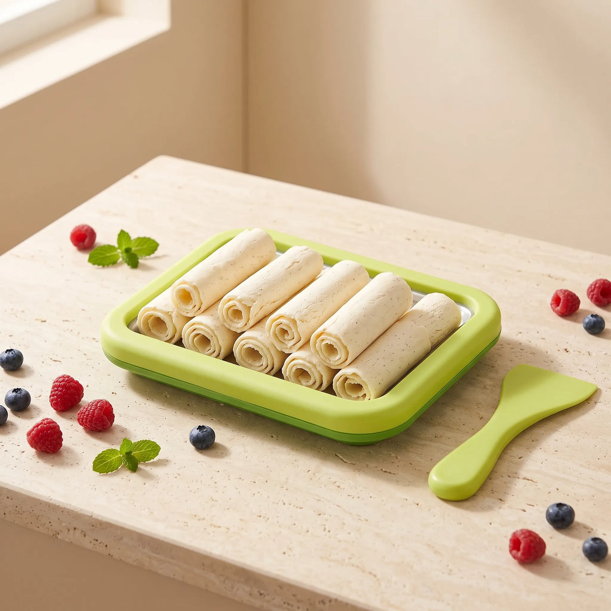 Instant Rolled Ice Cream Maker Tray with Spatula