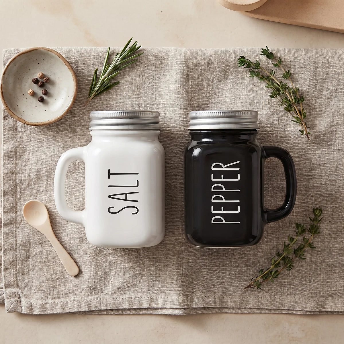 Ceramic Salt & Pepper Shaker Set – Black & White Dining Table Essentials