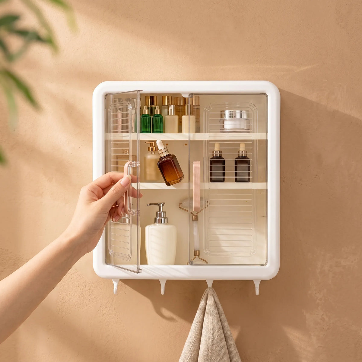Punch-Free Wall Hanging Storage Cabinet for Bathroom & Kitchen