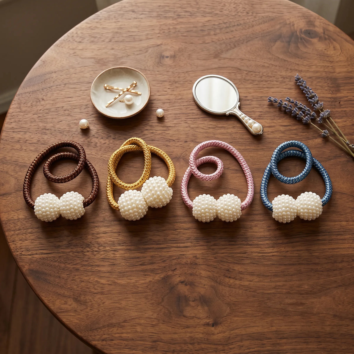 Magnetic Rope Curtain Tiebacks with Pearl Ends – Pair
