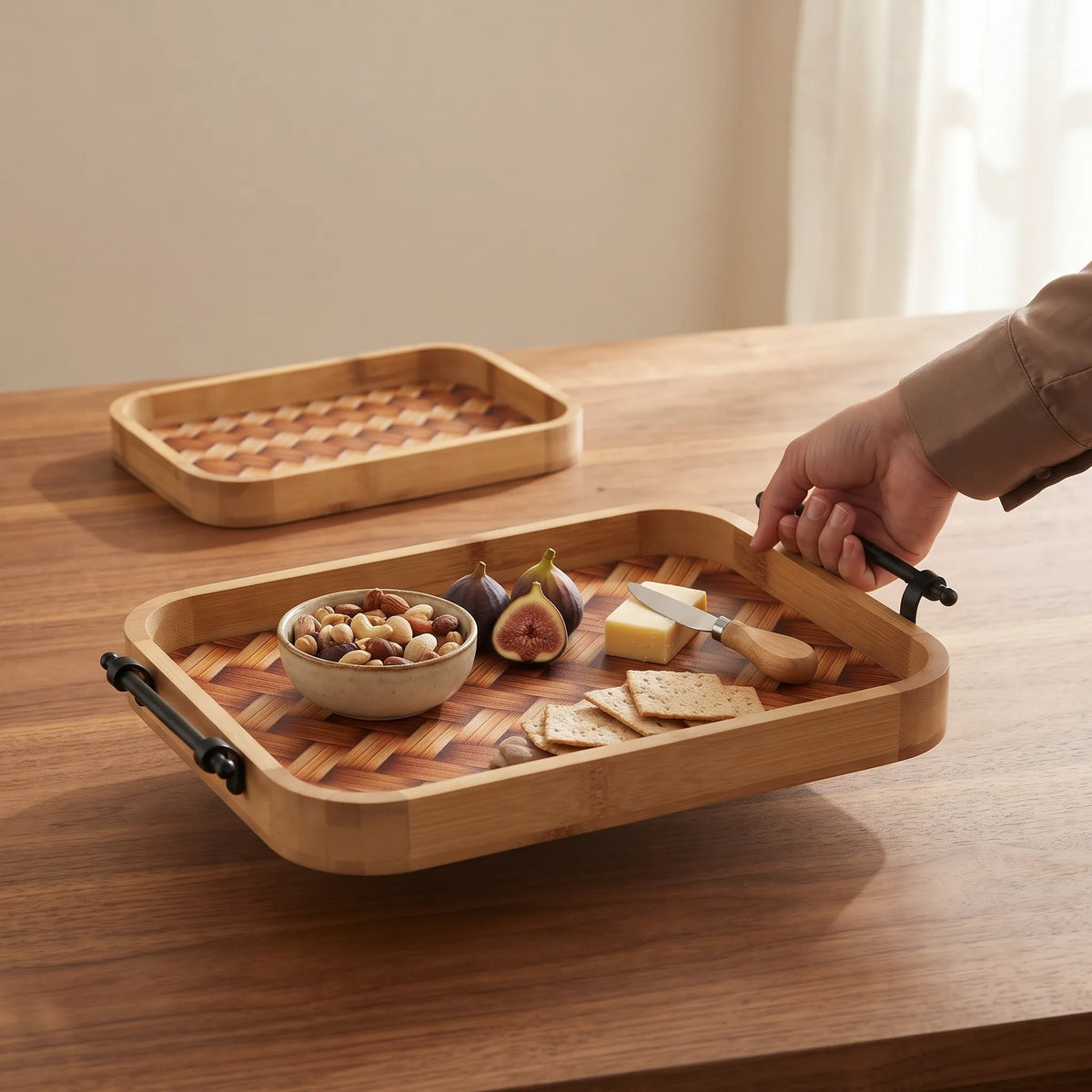 2-Piece Wooden Serving Tray Set – Kitchen & Dining Trays