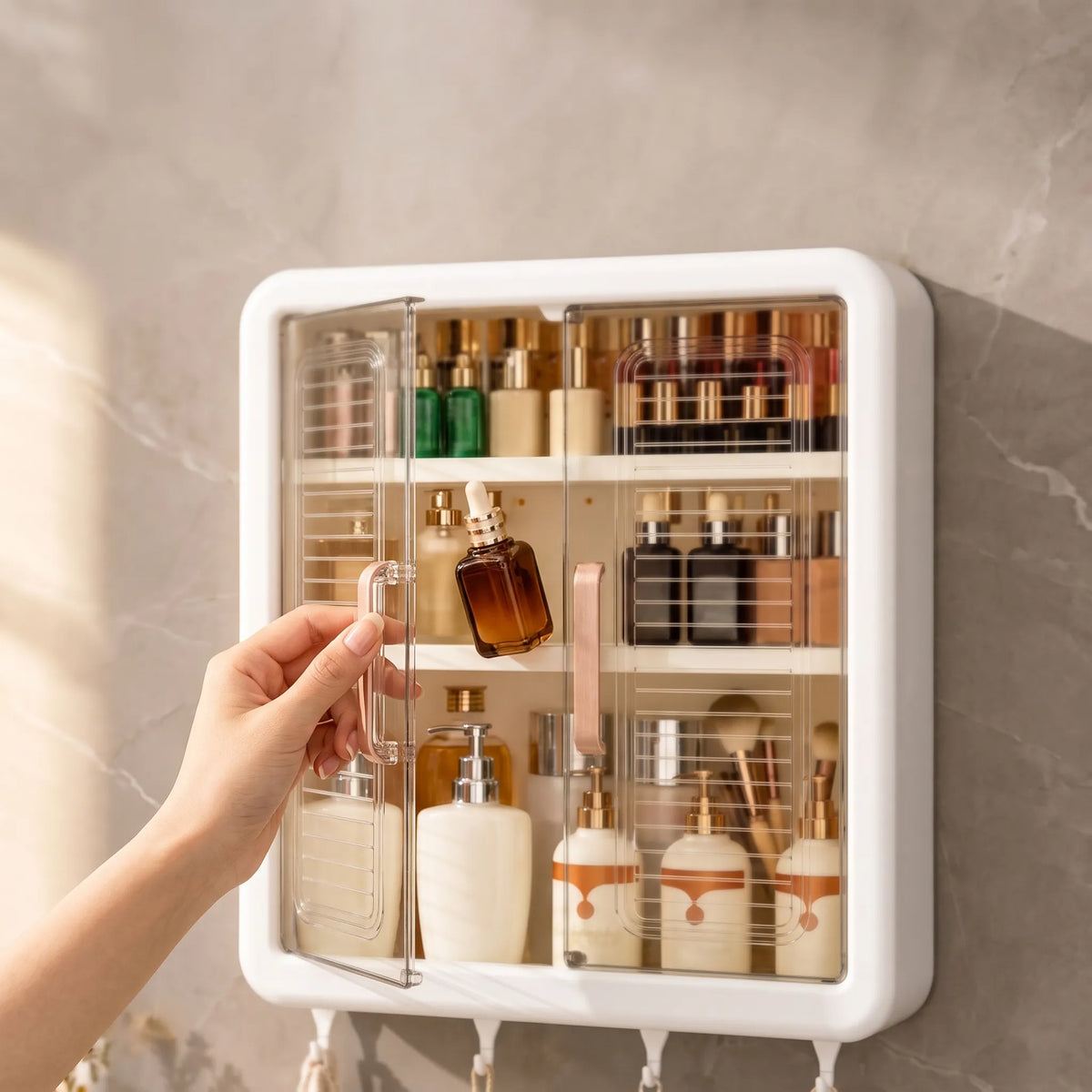 Punch-Free Wall Hanging Storage Cabinet for Bathroom & Kitchen