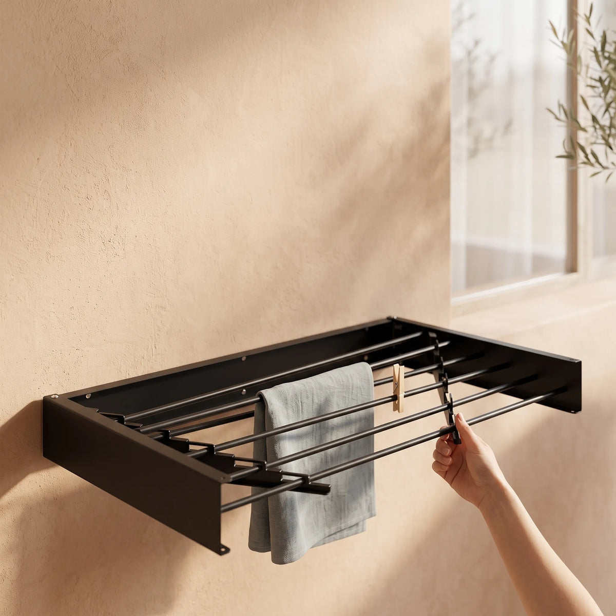 Wall-Mounted Foldable Clothes Drying Rack – Space-Saving Laundry Organizer