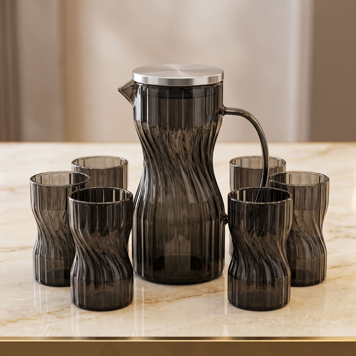 Borosilicate Glass Pitcher | Heat-Resistant Water Jug with Handmade Design