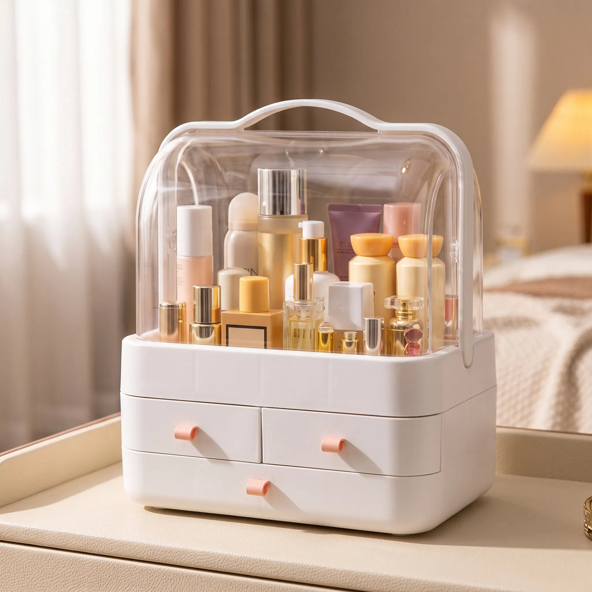 Double-Door Acrylic Cosmetic & Skincare Organizer with Drawers