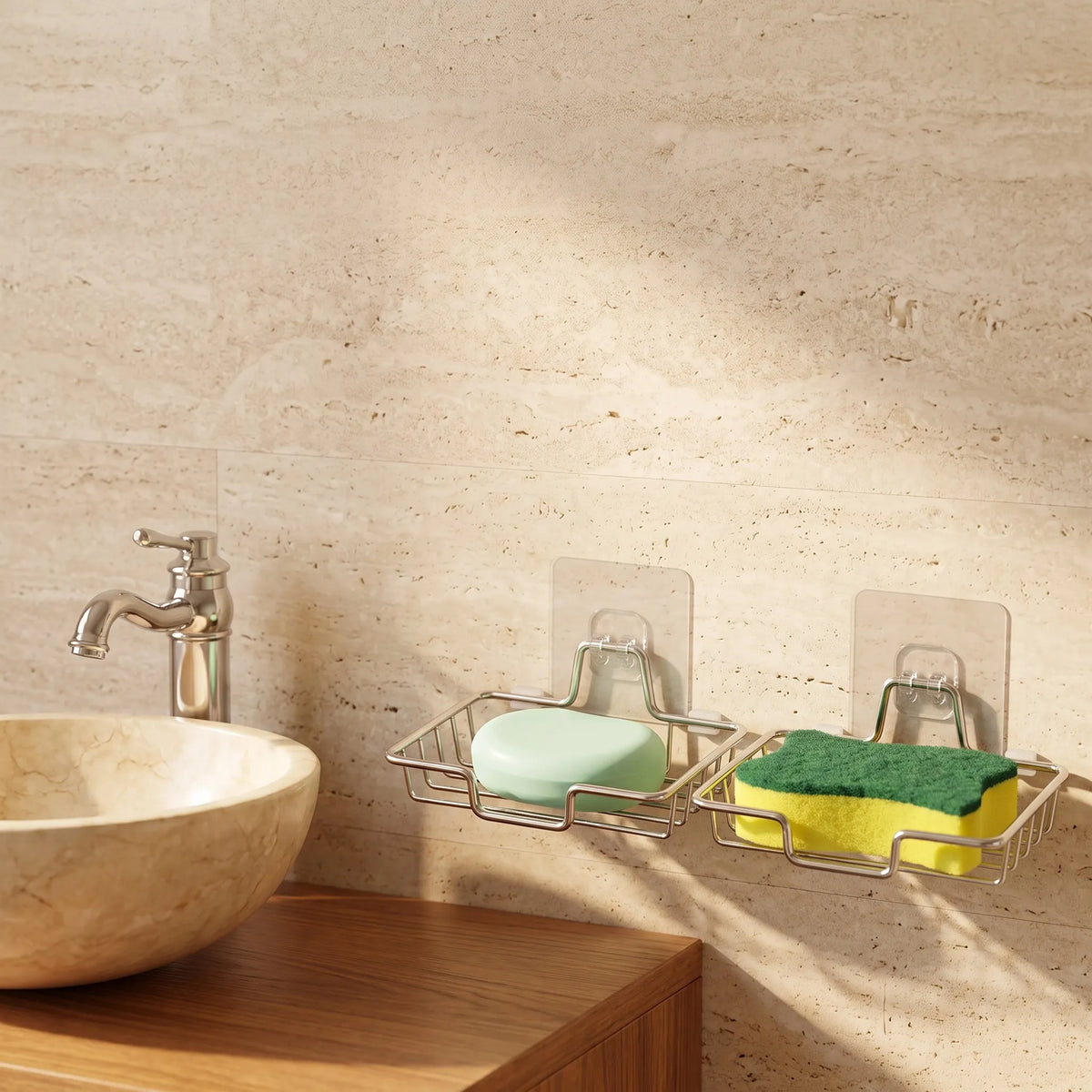 Self-Adhesive Stainless Steel Draining Soap Dish – Wall Mounted